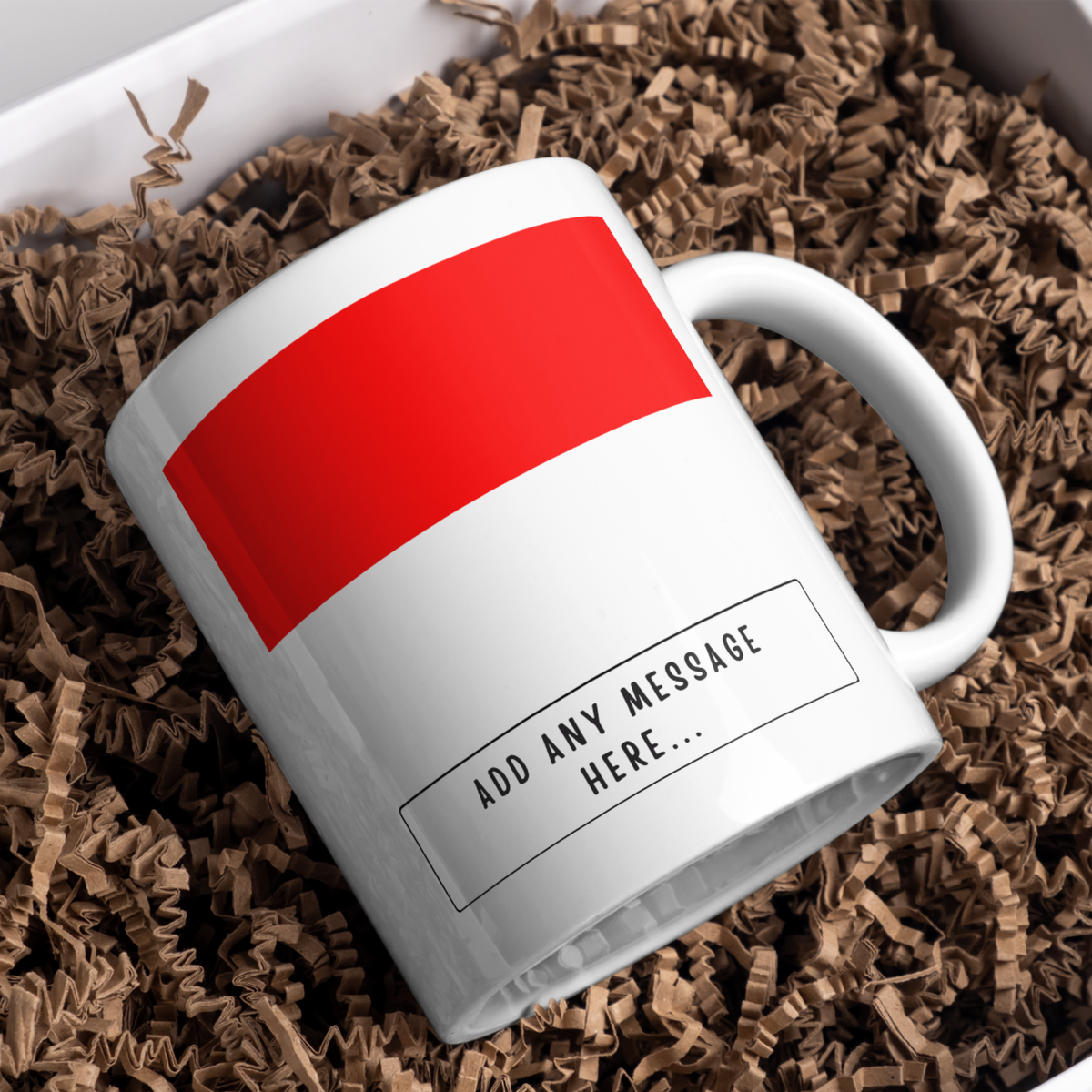 Personalised Indonesia flag mug – gift presentation on paper packing