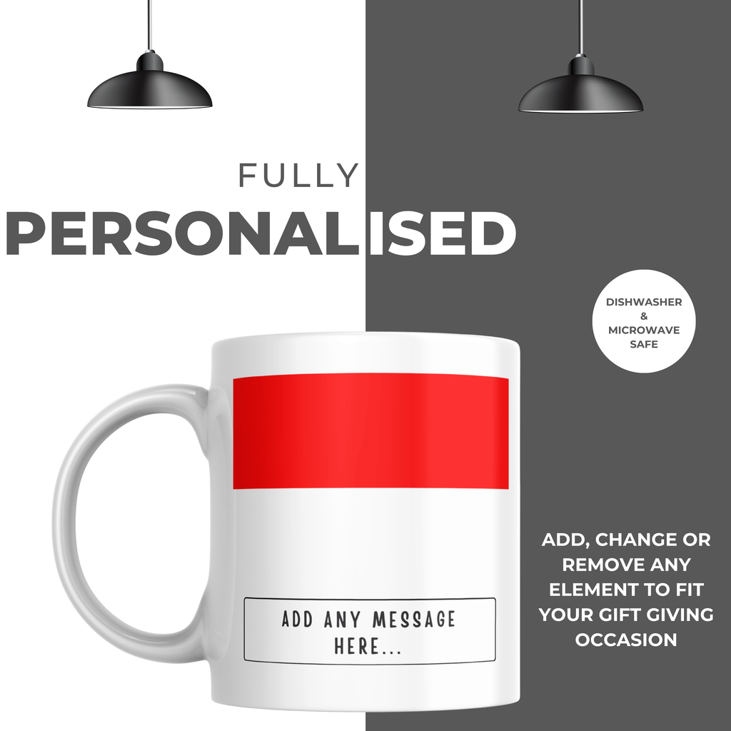 Personalised Indonesia flag mug – personalisation and care information