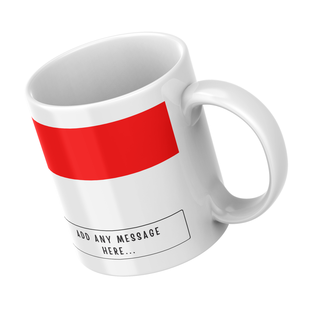 Personalised Indonesia flag mug – angled view
