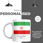 Personalised Iran flag mug – personalisation and care information