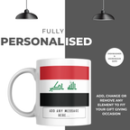 Personalised Iraq flag mug – personalisation and care information