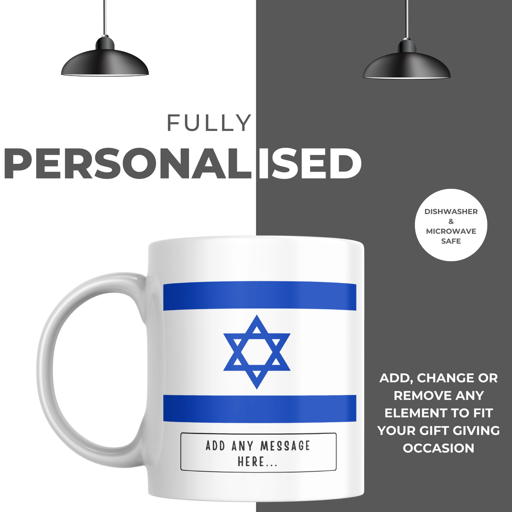Personalised Israel flag mug – personalisation and care information