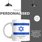 Personalised Israel flag mug – personalisation and care information