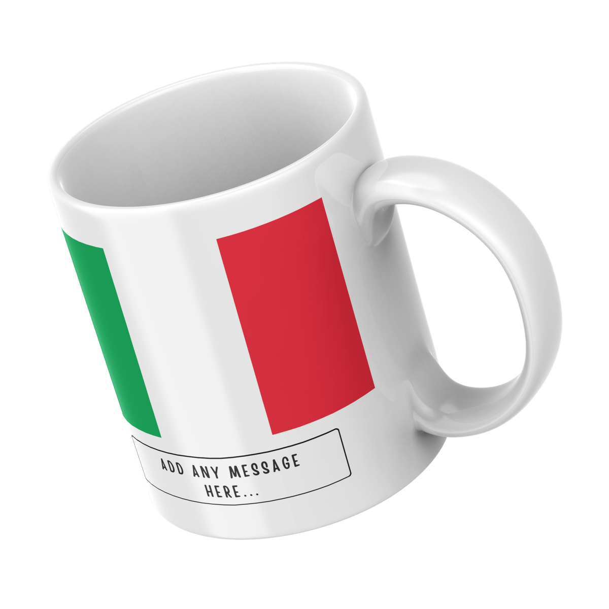 Personalised Italy flag mug – angled view