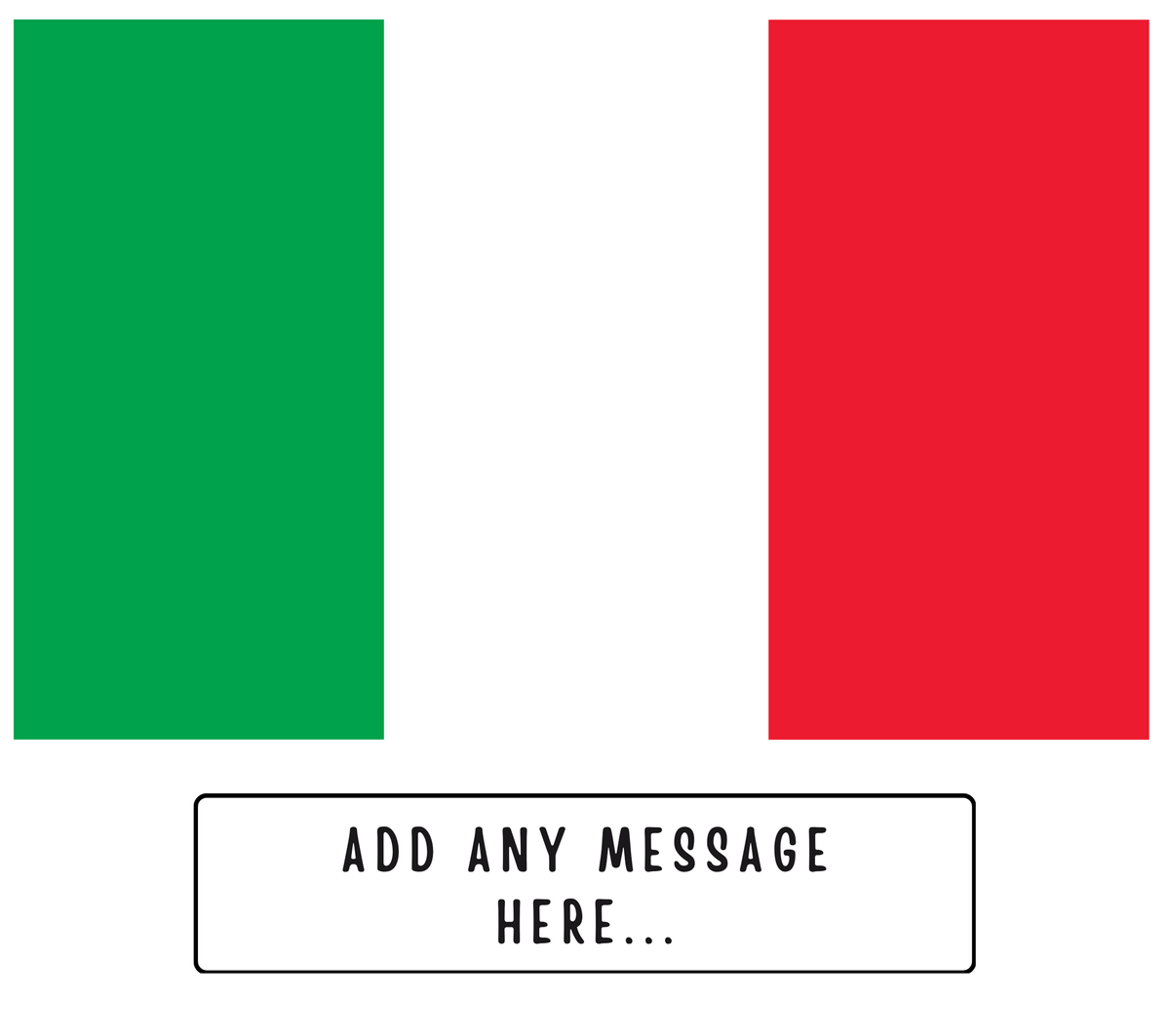 Personalised Italy flag mug – flat source artwork with space for a personalised message