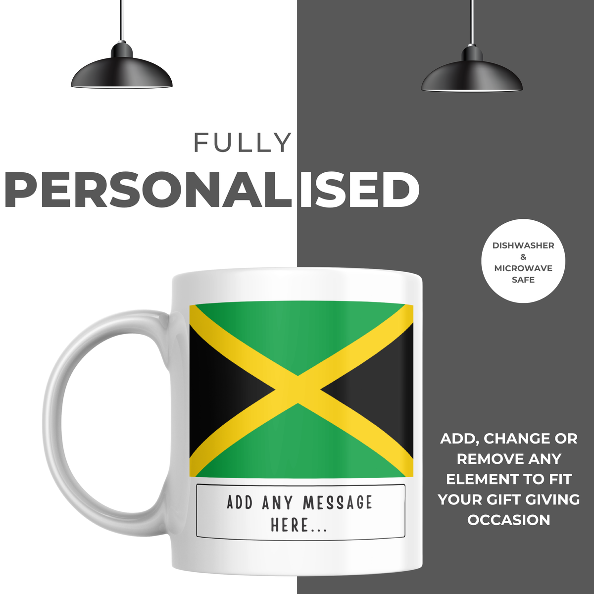 Personalised Jamaica flag mug – personalisation and care information