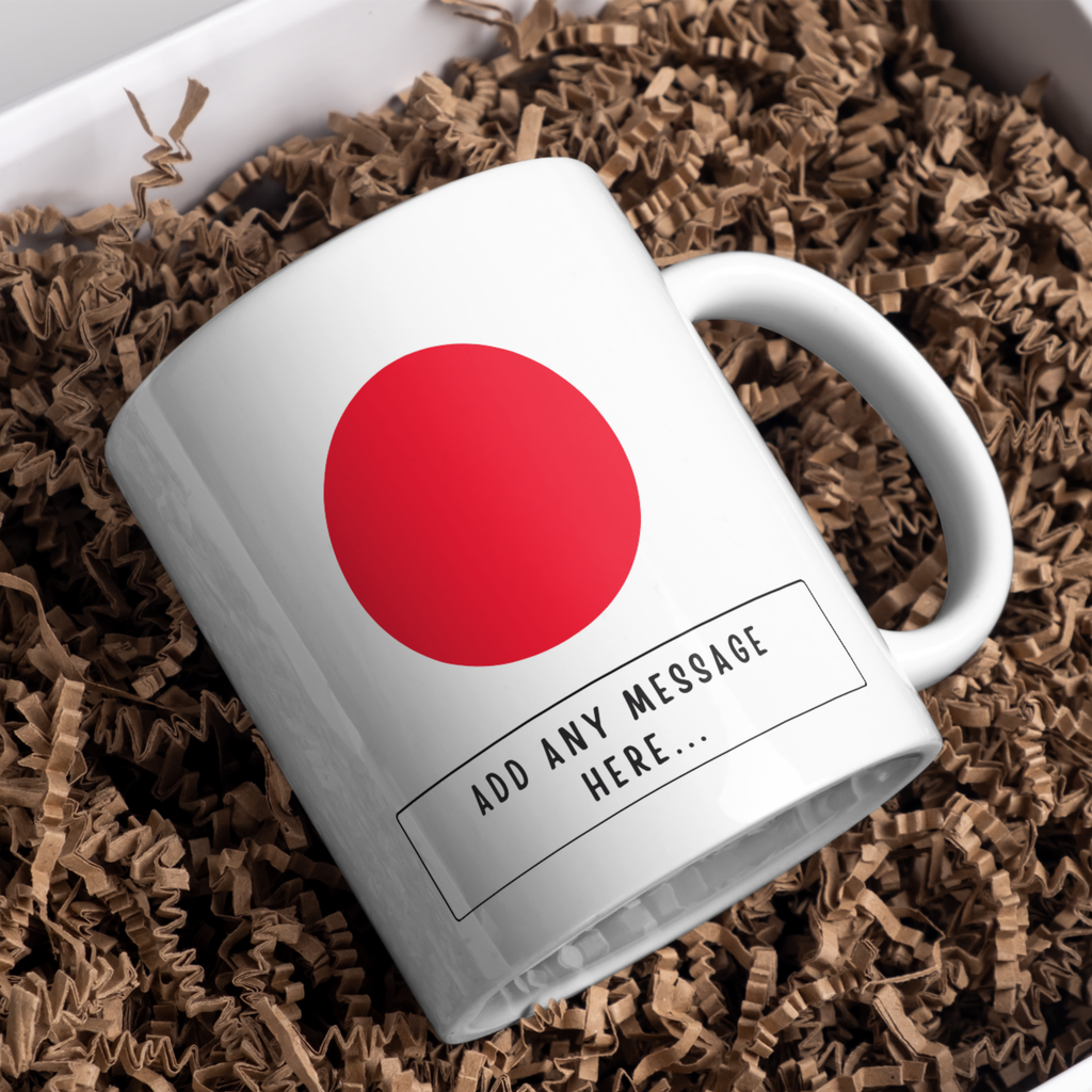 Personalised Japan flag mug – gift presentation on paper packing