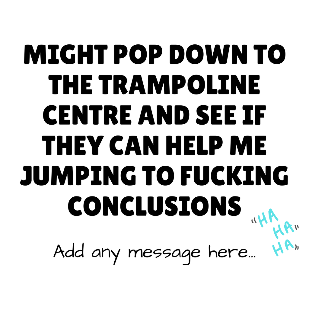 Jumping to Conclusions Trampoline Mug – original flat artwork