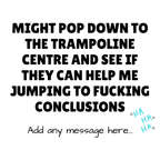 Jumping to Conclusions Trampoline Mug – original flat artwork