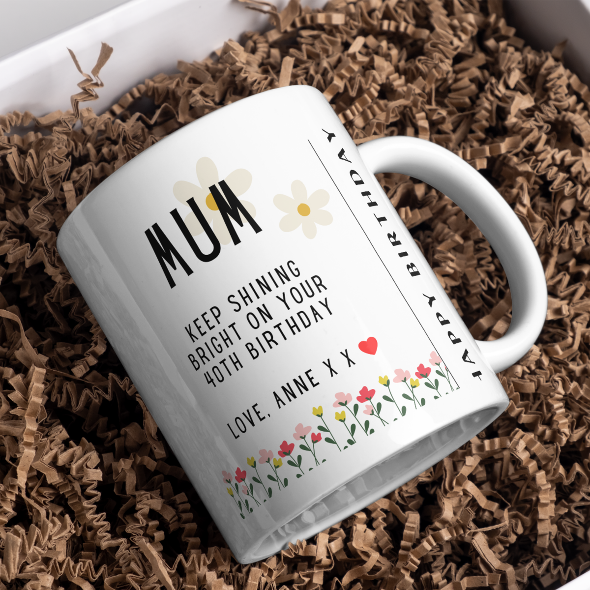 Keep Shining Mum Birthday Mug – gift presentation on paper packing