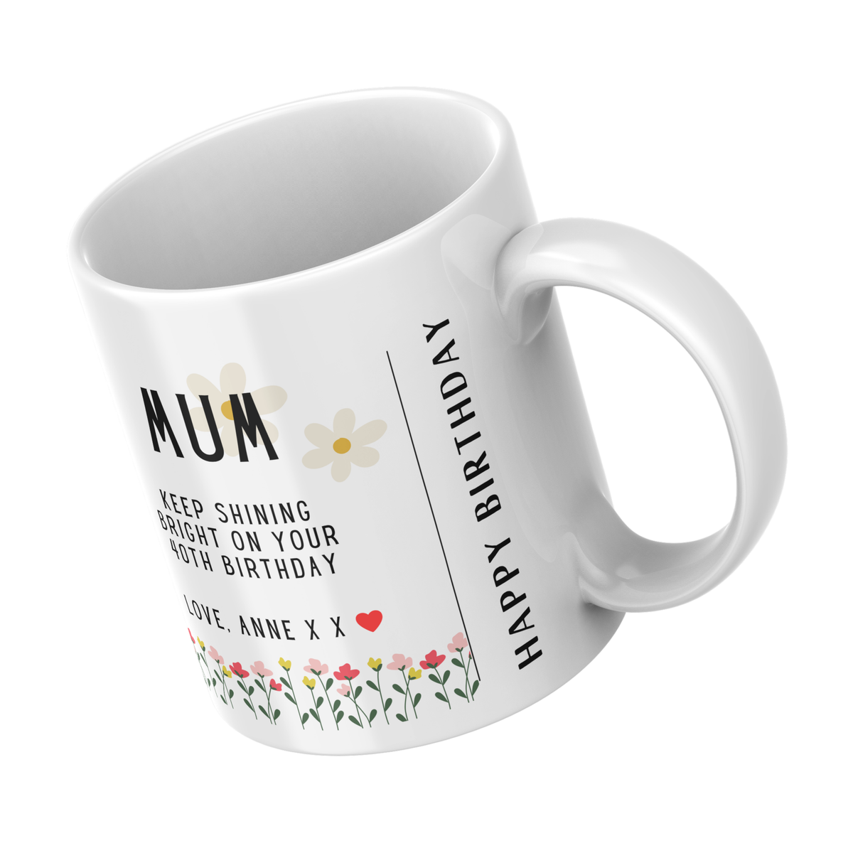 Keep Shining Mum Birthday Mug – angled view