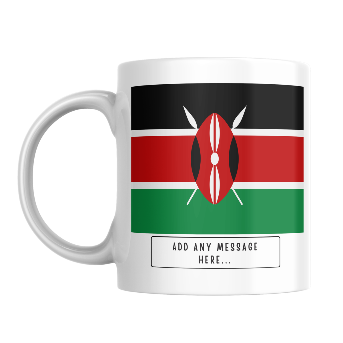 Personalised Kenya flag mug – front view