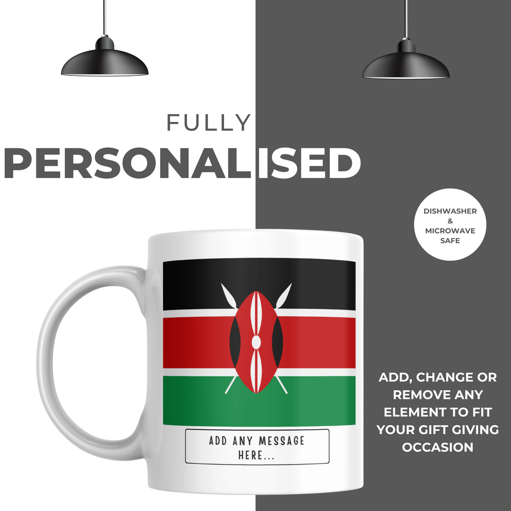 Personalised Kenya flag mug – personalisation and care information