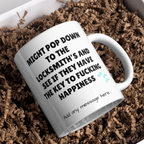 Key to Happiness Locksmith Mug – gift presentation on paper packing