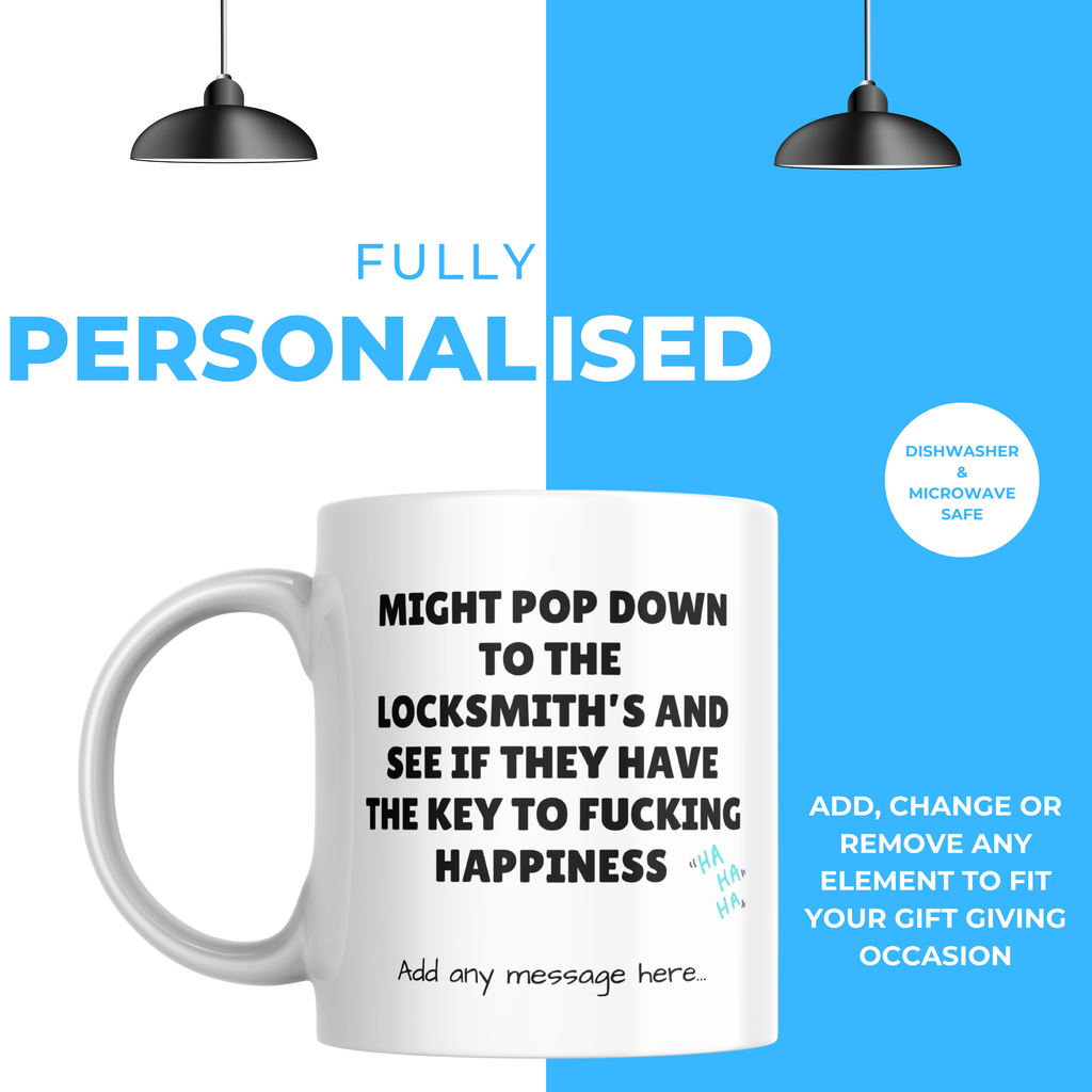Key to Happiness Locksmith Mug – personalisation information