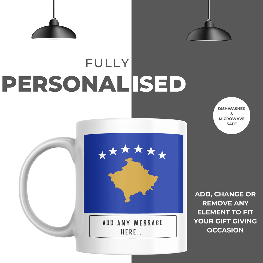 Personalised Kosovo flag mug – personalisation and care information