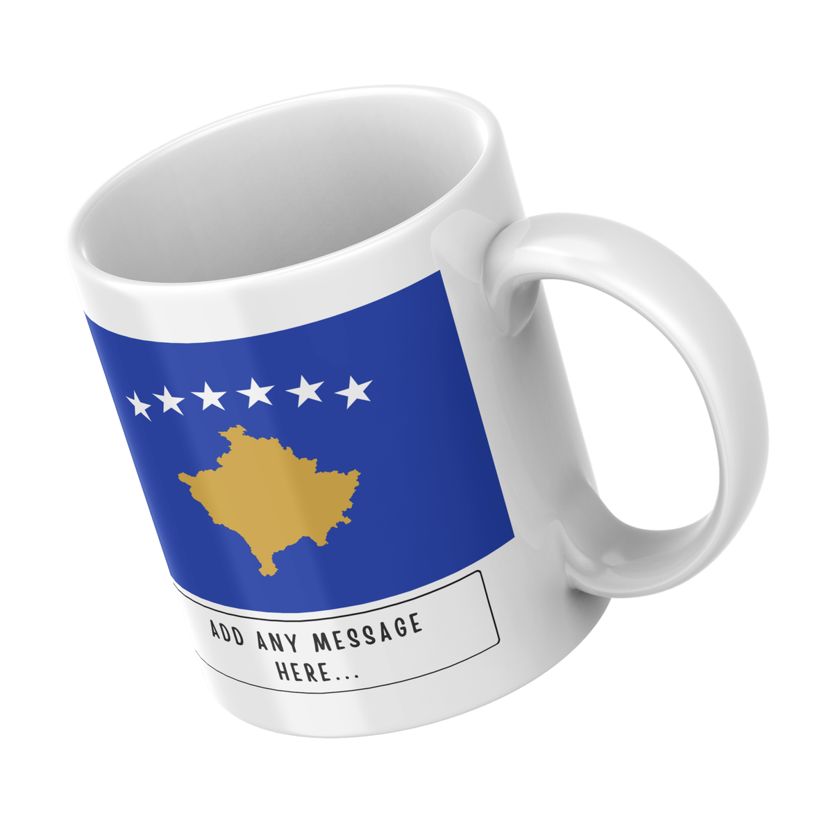 Personalised Kosovo flag mug – angled view