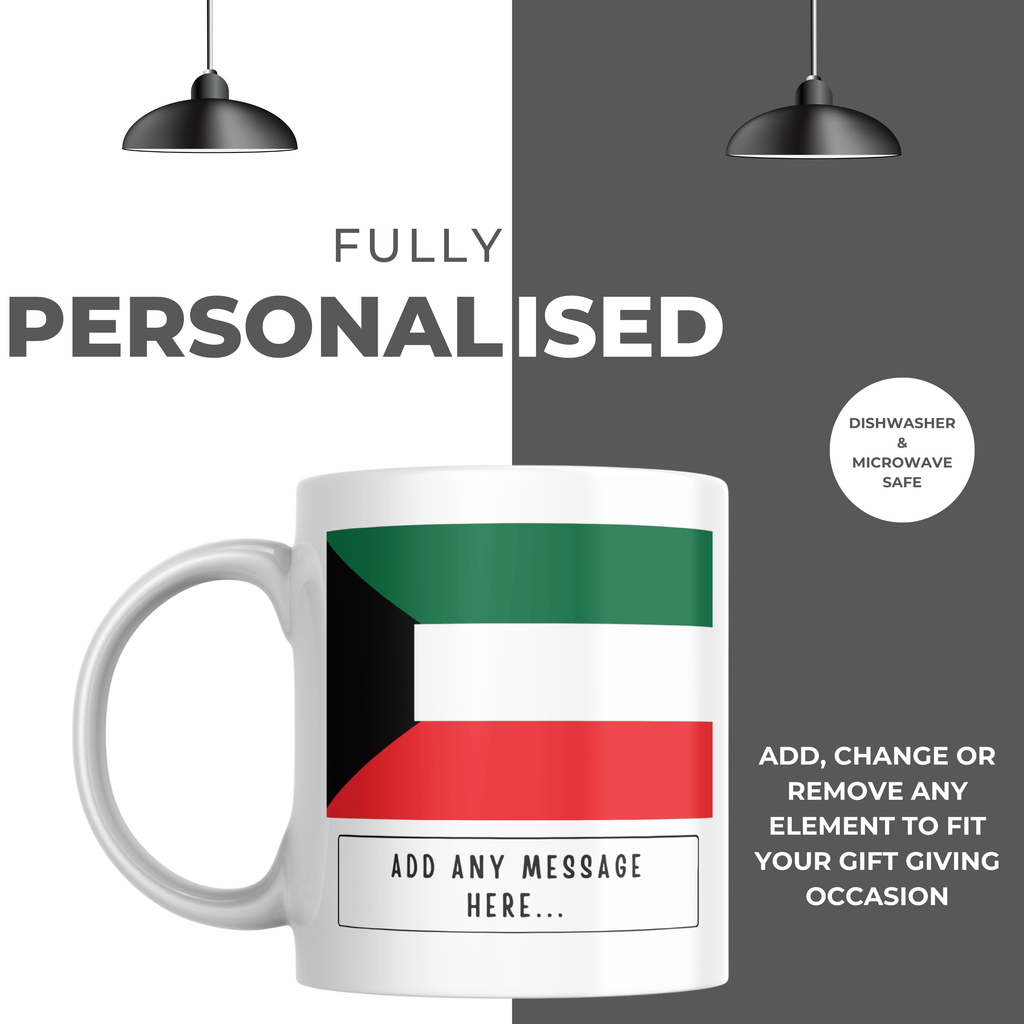 Personalised Kuwait flag mug – personalisation and care information