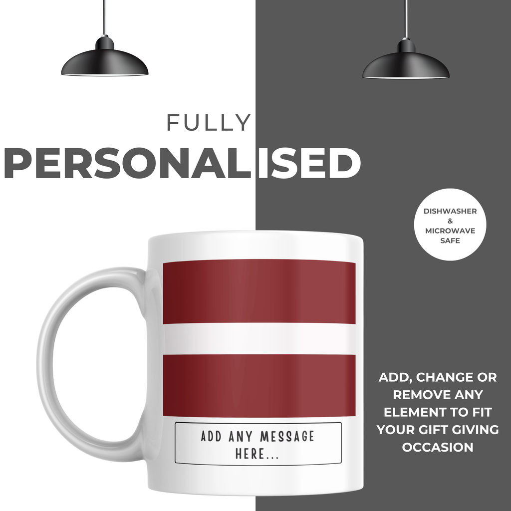 Personalised Latvia flag mug – personalisation and care information