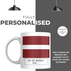 Personalised Latvia flag mug – personalisation and care information