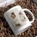 Layered Two Photo Mug – gift presentation with example photos