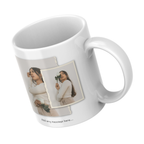 Layered Two Photo Mug – angled view with example photos