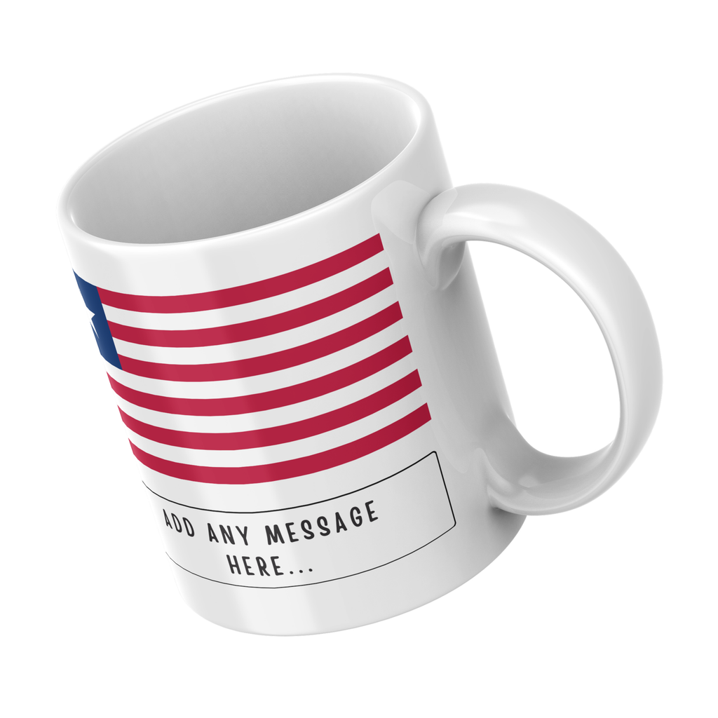 Personalised Liberia flag mug – angled view