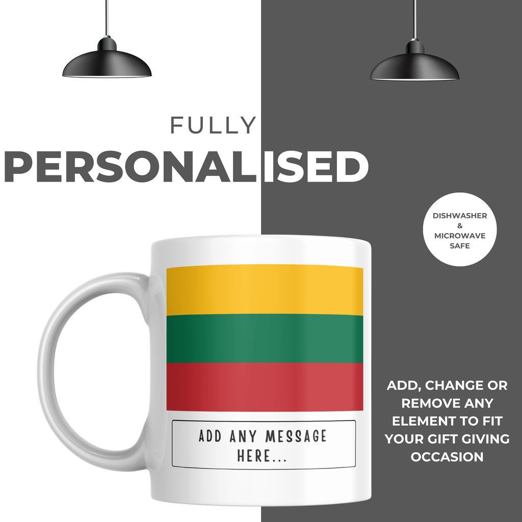Personalised Lithuania flag mug – personalisation and care information