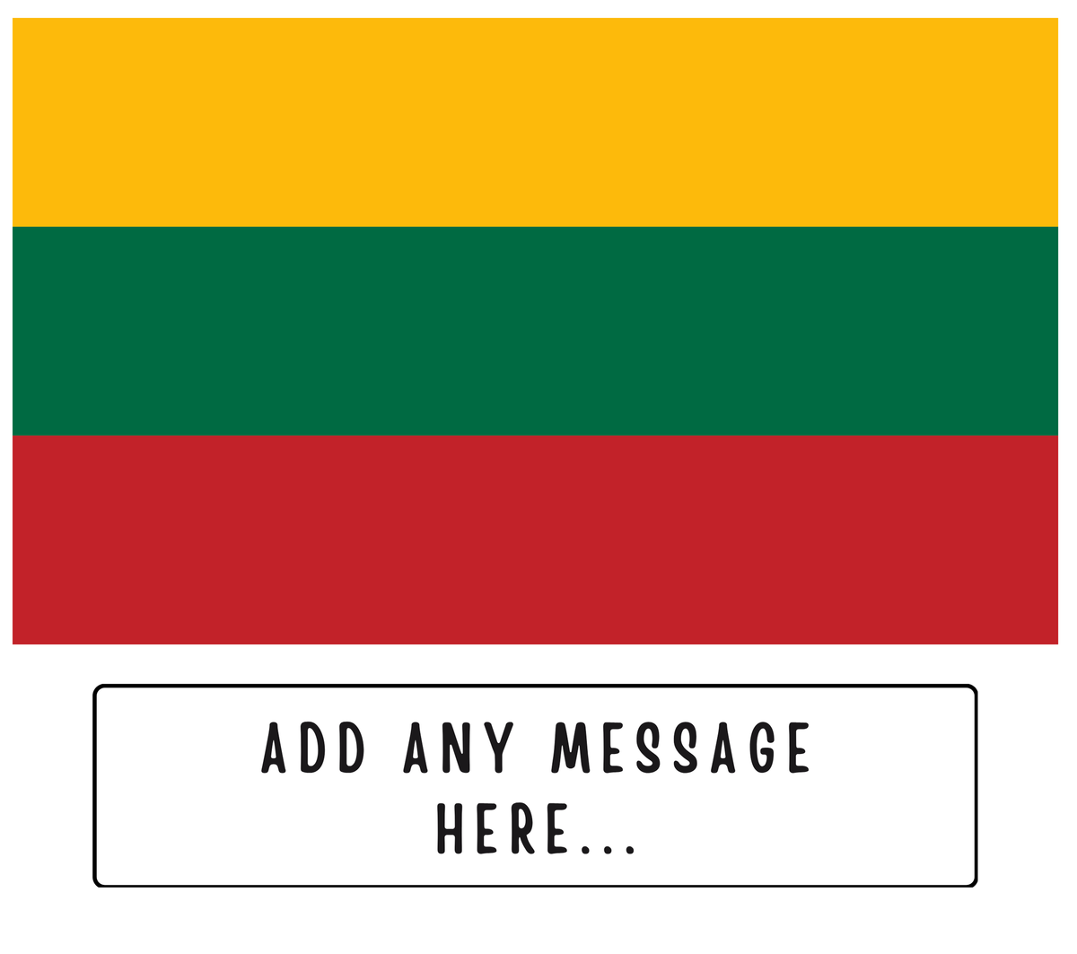 Personalised Lithuania flag mug – flat source artwork with space for a personalised message