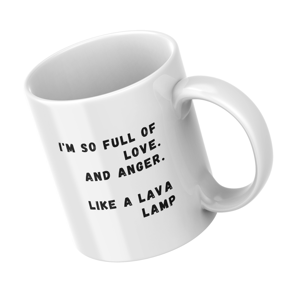 Love and Anger Like a Lava Lamp Mug – angled view
