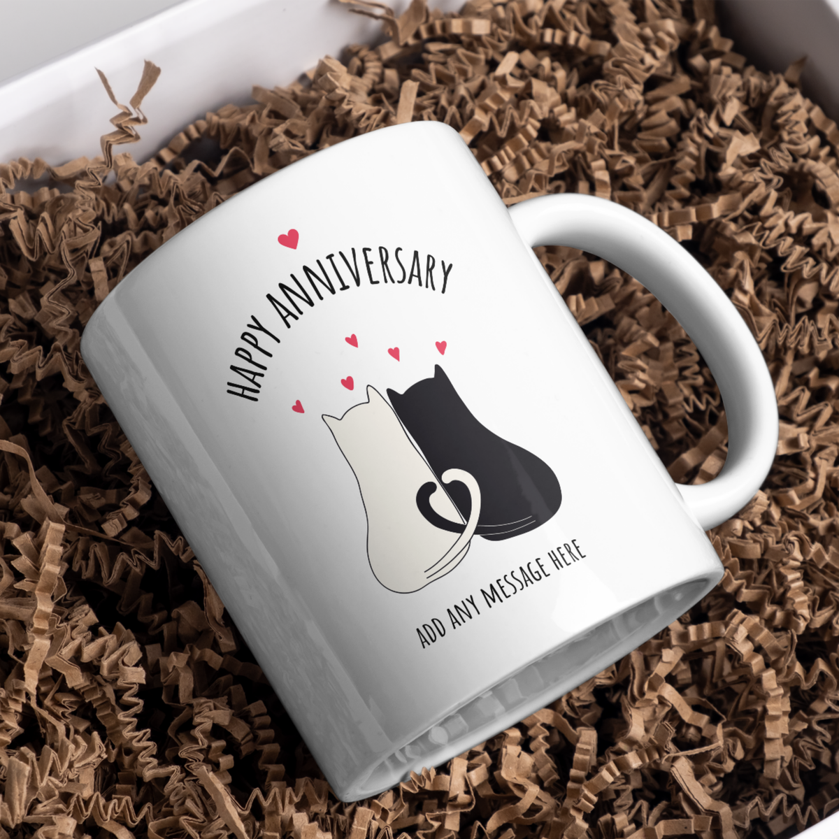 Love Cats Anniversary Mug – gift presentation on paper packing