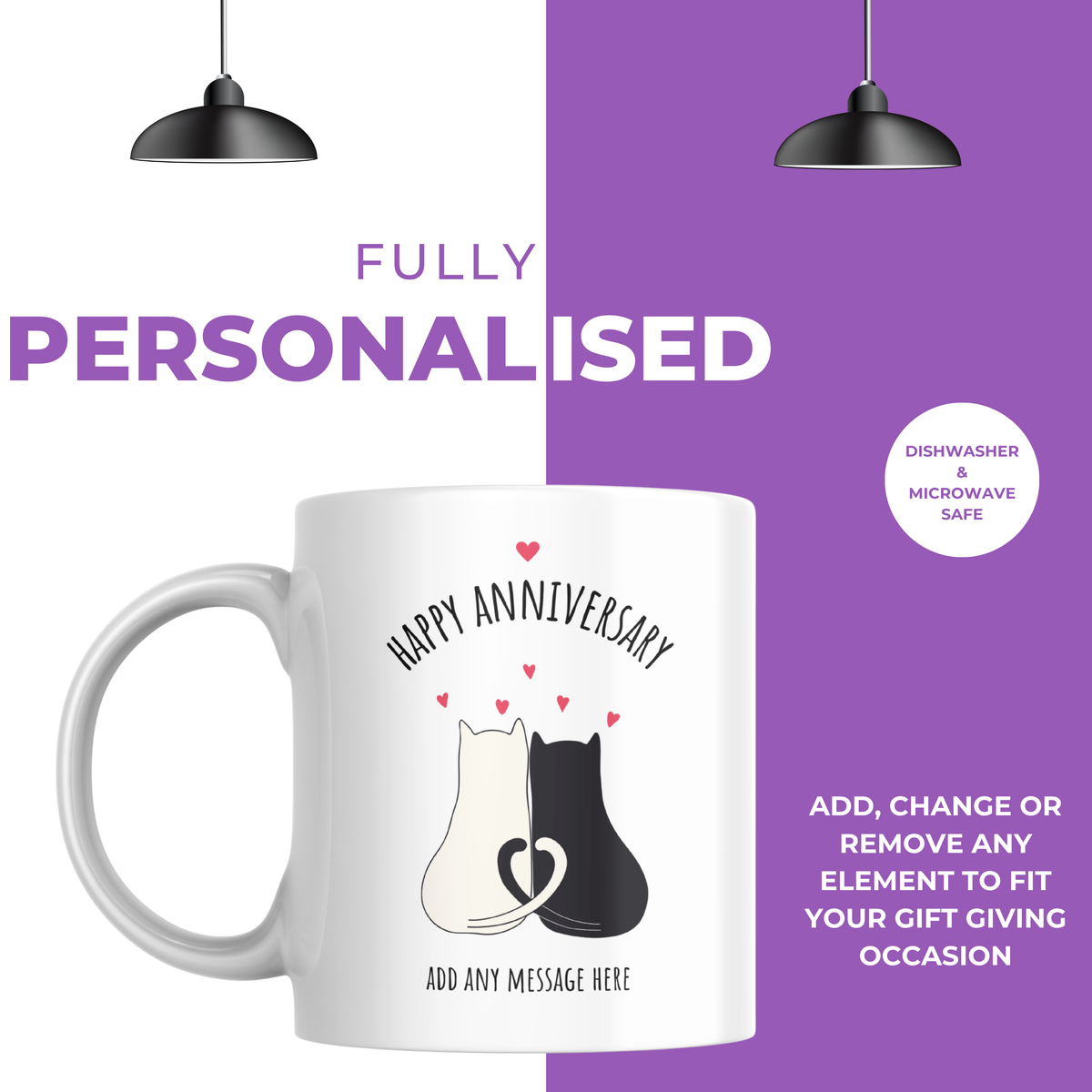 Love Cats Anniversary Mug – personalisation information