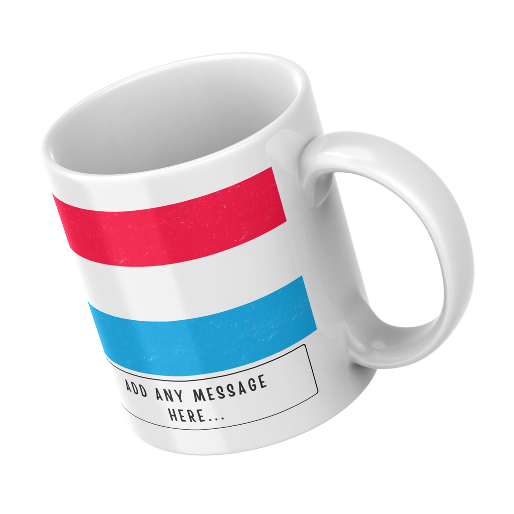 Personalised Luxembourg flag mug – angled view