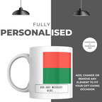 Personalised Madagascar flag mug – personalisation and care information