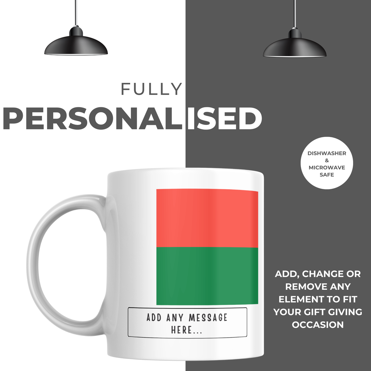 Personalised Madagascar flag mug – personalisation and care information