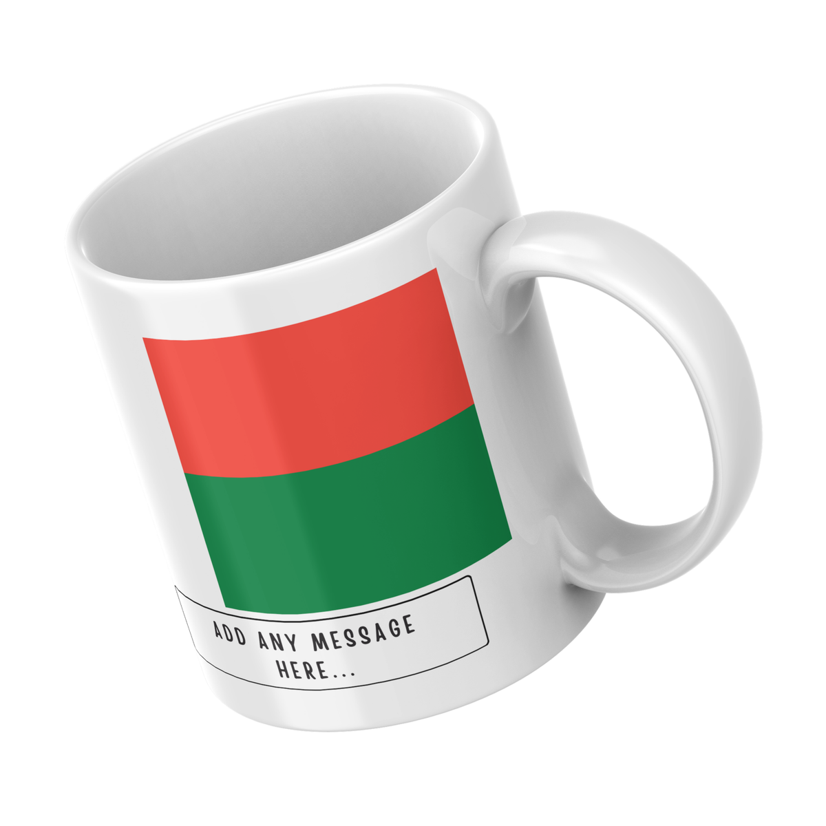 Personalised Madagascar flag mug – angled view