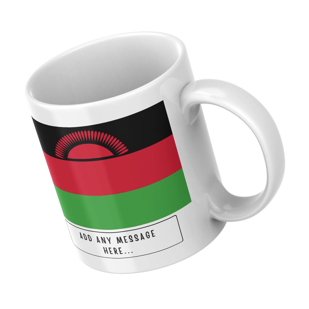 Personalised Malawi flag mug – angled view