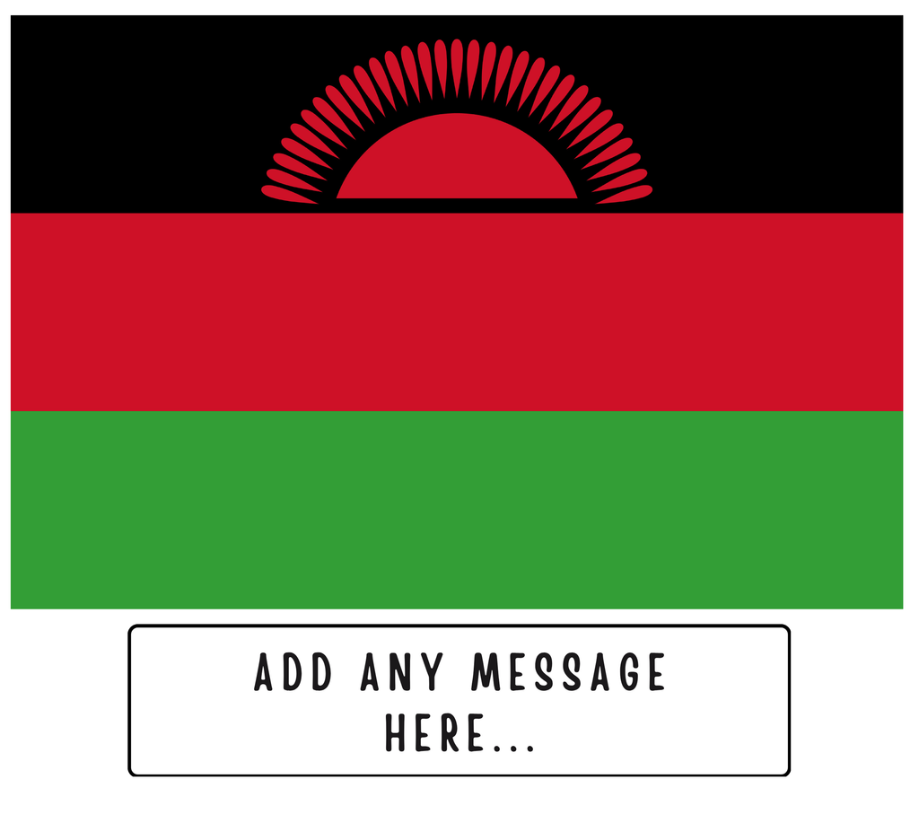 Personalised Malawi flag mug – flat source artwork with space for a personalised message