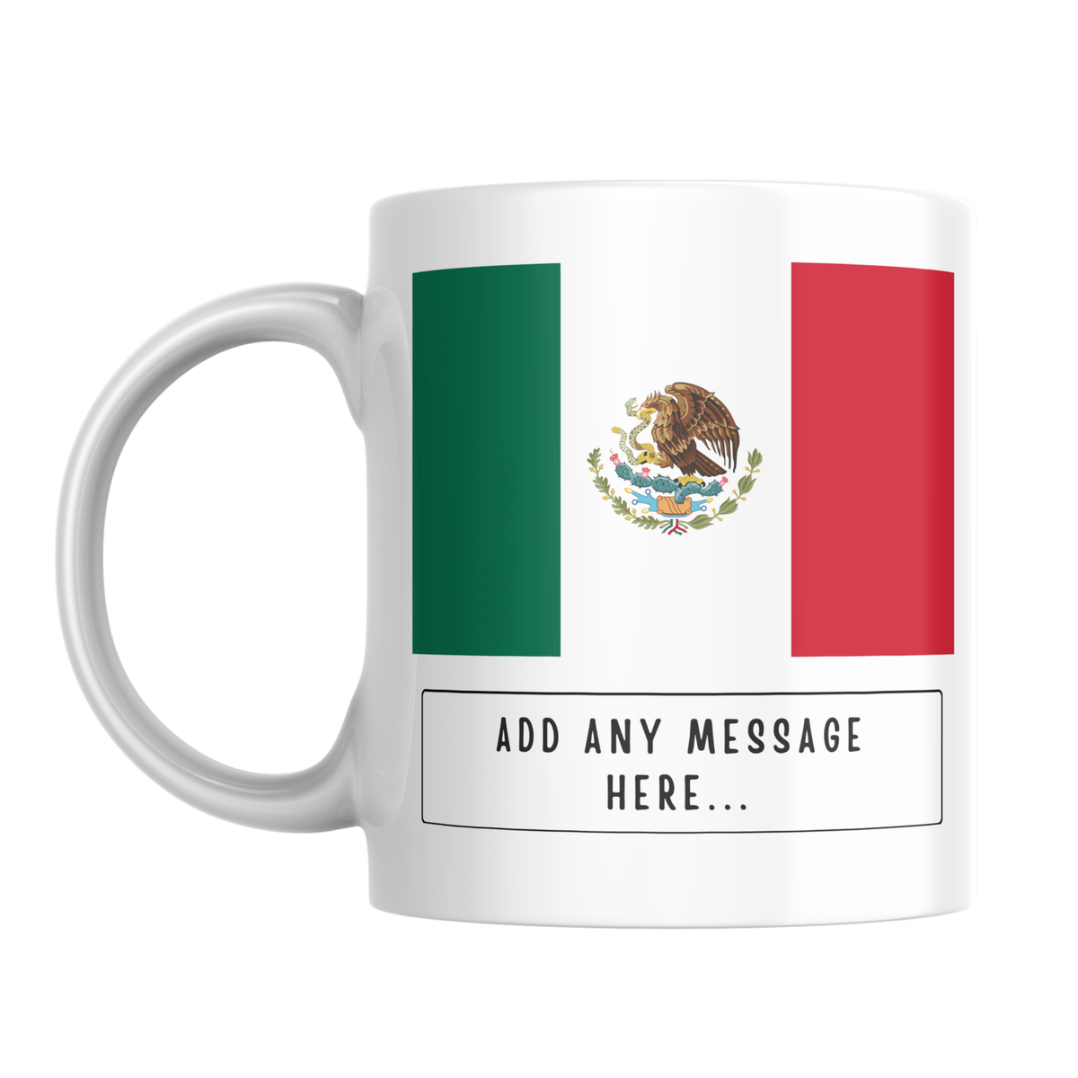 Personalised Mexico flag mug – front view