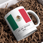 Personalised Mexico flag mug – gift presentation on paper packing