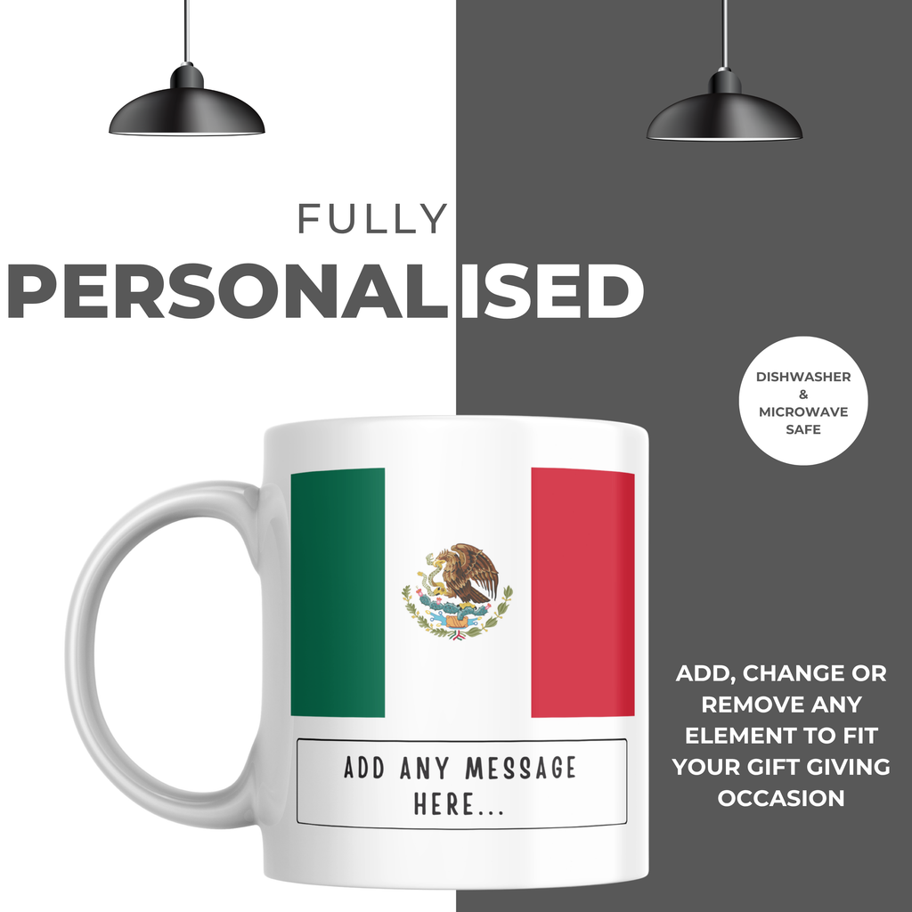 Personalised Mexico flag mug – personalisation and care information