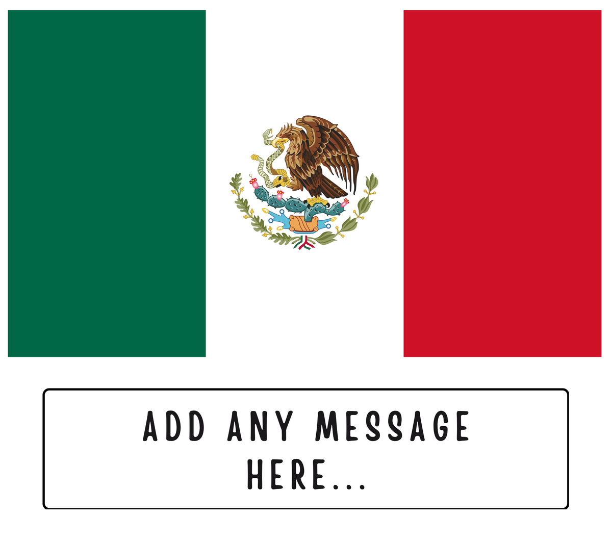 Personalised Mexico flag mug – flat source artwork with space for a personalised message