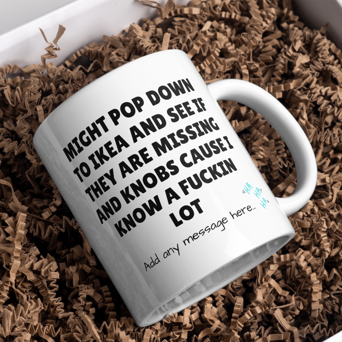 Missing Knobs Flatpack Mug – gift presentation on paper packing