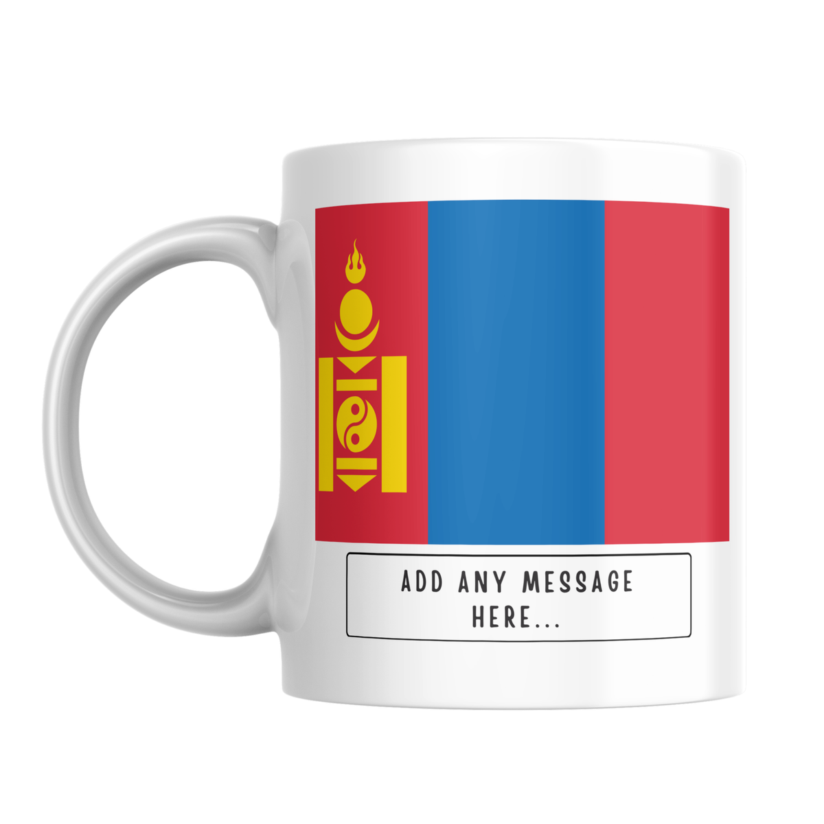 Personalised Mongolia flag mug – front view