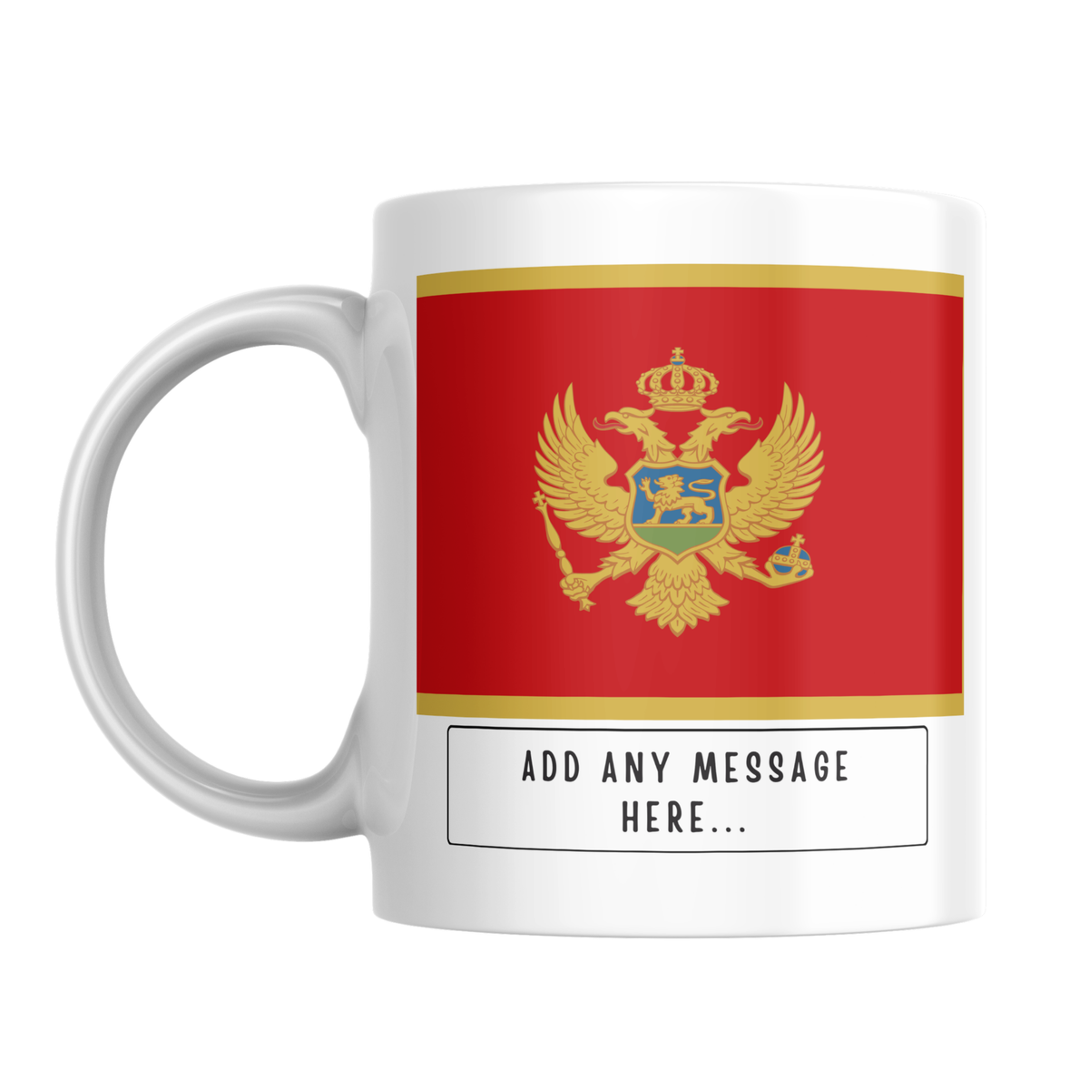 Personalised Montenegro flag mug – front view