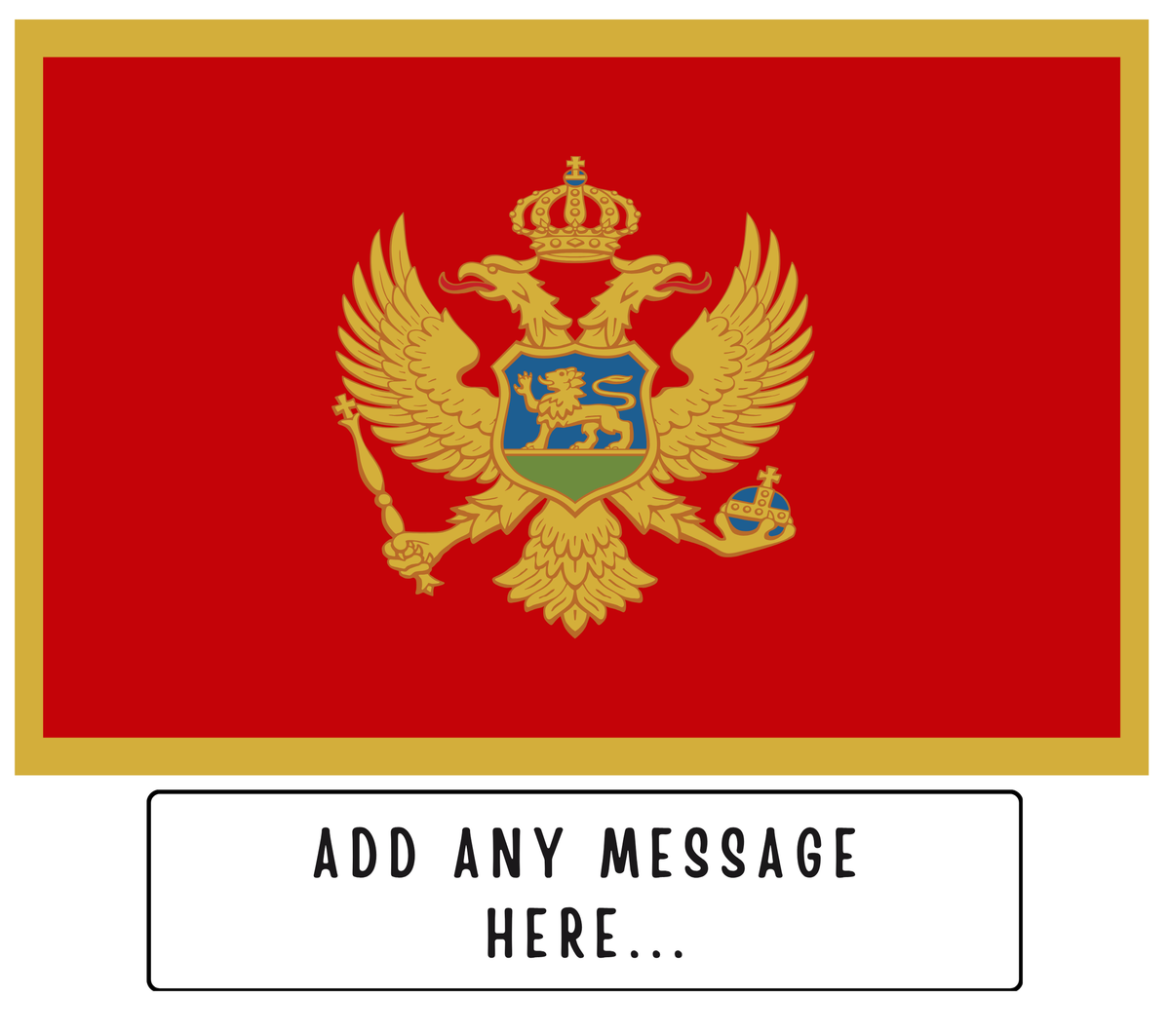 Personalised Montenegro flag mug – flat source artwork with space for a personalised message
