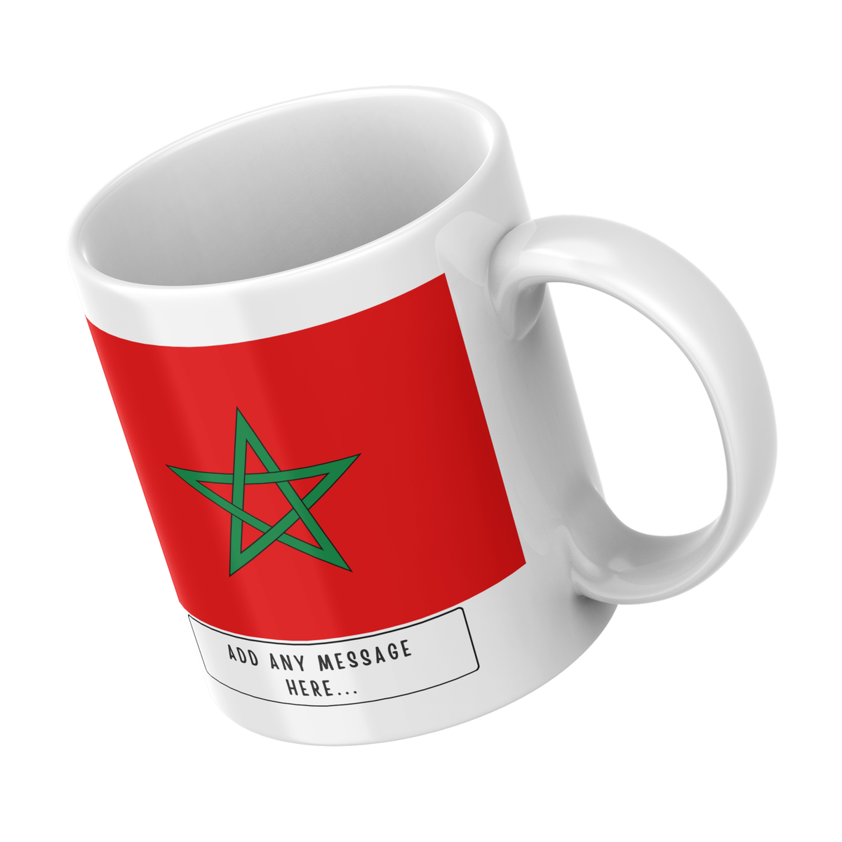 Personalised Morocco flag mug – angled view