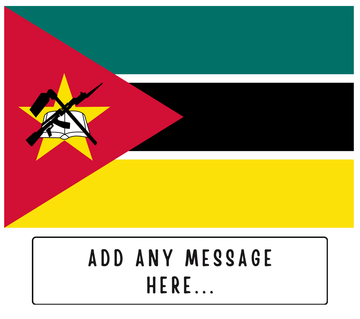 Personalised Mozambique flag mug – flat source artwork with space for a personalised message