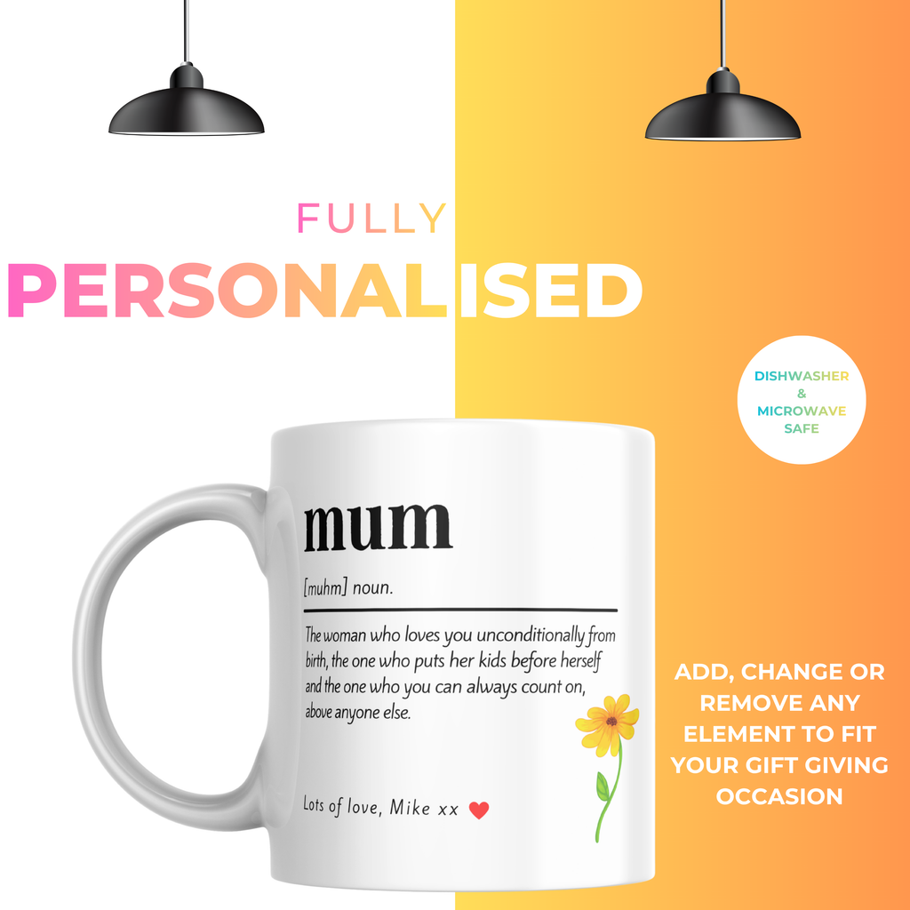 Mum Definition Mug – personalisation information