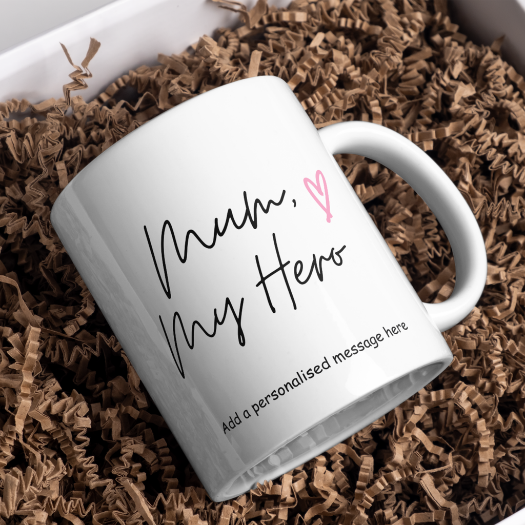 Mum My Hero Mug – gift presentation on paper packing